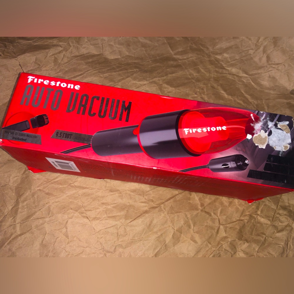 Firestone Auto Car Vacuum Cleaner Cleaning Space saver Portable High Power Red